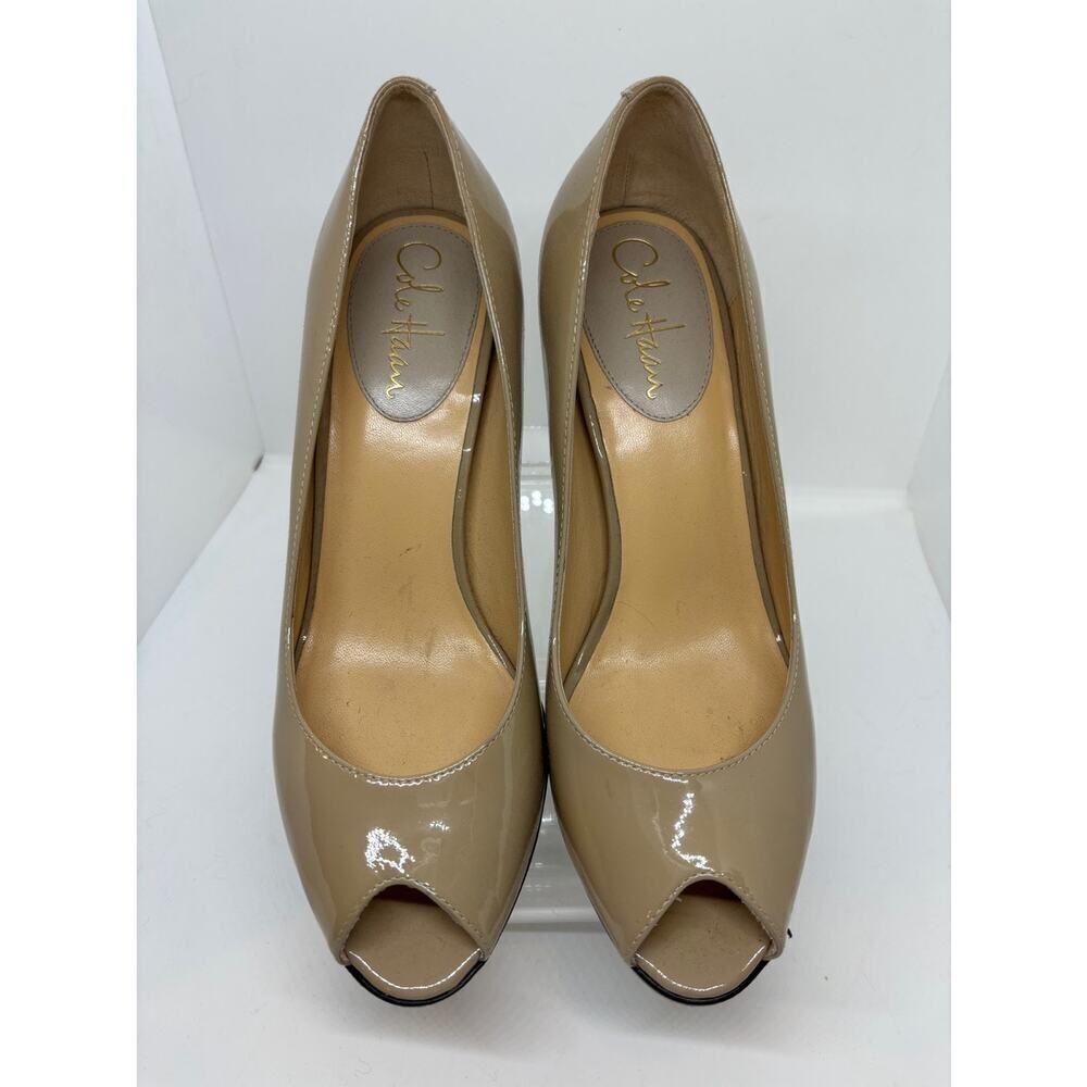 Pretty Cole Haan Carma Pumice Patent Open Toe Air Pump 8 B Dust Bag & Box
